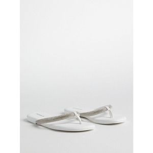 Torrid Tubular Embellished Flip Flop Size 7 WW White